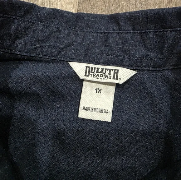 DULUTH TRADING CO HEMP SHIRT DRESS NAVY CURVY PLUS PREPPY CLASSY elegant Y2k - Picture 8 of 16